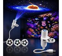 Projecteur de ciel étoilé sous-marin, modèle 2026, projecteur holographique 5D étoilé et océan, monde étoilé et sous-marin 5 en 1 avec 15 motifs et col de cygne USB 360°