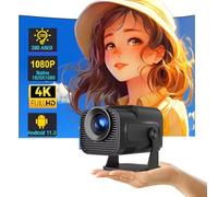 Projecteur de cinéma Portable 4K Android 11 1080P 390ANSI Noir Dual Wifi6 BT5.0 1920 * 1080P Projecteurs intelligents Rotation à 180 degrés 18000 lumens