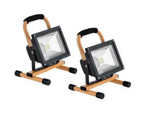 Projecteur de construction projecteur d'atelier lumière LED extérieur spot de jardin, spot portable orientable, 20W 1970lm blanc froid, LxlxH 22,5x10x28 cm, lot de 2