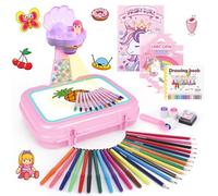 Projecteur de Dessin pour Enfants, Bricolage pour Enfants, avec Planche à Dessin, Crayons, Livre de Coloriage, Autocollants etc, Jouets pour Enfants de 3 à 5 Ans, Cadeaux d'Anniversaire pour Filles