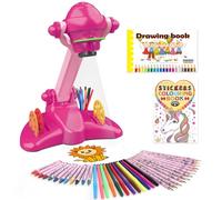 Projecteur de dessin pour enfants, kit d'art et d'artisanat, jouets pour filles à partir de 3 ans, y compris crayons de couleur, crayons, livres de coloriage, pochoir de dessin, etc., cadeau pour les