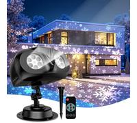 Projecteur de flocon de neige à double tête, décorations de Noël extérieures/intérieures, lampe de projection de lumière LED, lampe de projection rotative étanche blanche pour Noël, vacances, fêtes