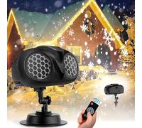 Projecteur de flocons de neige de Noël, double tête de projection Blizzard avec télécommande,Vitesse réglable, lumières LED pour spectacle de chutes de neige pour les fêtes de fin d'année