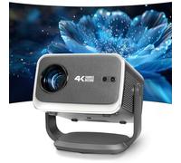 Projecteur de foucus automatique avec WiFi et Bluetooth, prise en charge 4K, natif 1080p, écran réglable, support rotatif à 180°, son stéréo 3D et projecteur vidéo automatique Keystone, compatible