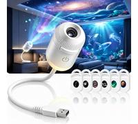 Projecteur de Galaxie Holographique 5D en HD, 2 en 1 - Veilleuse Intelligente Dynamique, Alimentation USB, 4 Films de Projection coulissants, Lumière de Chambre Ajustable à 360 degrés pour Chambre