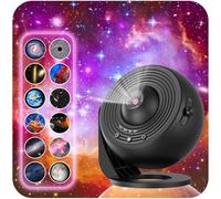 Projecteur de galaxie pour chambre à coucher, projecteur d'images HD, bouton réglable, 13 disques de film, projecteur de planétarium pour enfants, rotation à 360 °, minuterie 1/2h, contrôle simple à 3