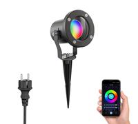 ledscom.de Projecteur de jardin avec piquet de terre MIBU pour l'extérieur, acier inoxydable, noir, y compris ampoule LED Smart Home RGBW GU10, 5,41W, 473lm