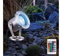 Lampe de jardin GU10 avec piquet de sol spot d'extérieur spot de jardin au sol Spot IP65 orientable, télécommande dimmable, RGB LED 3.5W 290Lm, DxH 9.8x30.5 cm