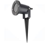 Projecteur de jardin LED 1,2 watts blanc chaud IP54 GU10 pour l'extérieur - Noir - aluminium mat avec pointe de terre - lampe de jardin ronde idéale pour l'éclairage des chemins
