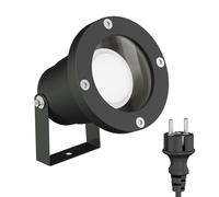 ledscom.de Projecteur de jardin LED DUK noir pour l'extérieur, aluminium, IP65, ampoule GU10 6,826W 630lm 100° blanc chaud incluse