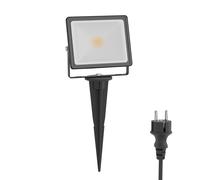 ledscom.de Projecteur de jardin LED FLIN avec piquet de terre & prise pour l'extérieur, projecteur, noir, IP66 étanche, 10,93W 837lm blanc chaud