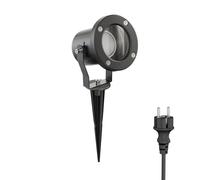 ledscom.de Projecteur de jardin LED MIBU noir avec piquet de terre pour l'extérieur, acier inoxydable, ampoule GU10 6,74W 630lm 100° blanche incluse