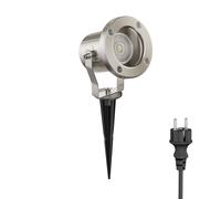 ledscom.de Projecteur de jardin MIBU avec piquet de terre pour l'extérieur, IP55, chromé mat, ampoule LED GU10 incluse (blanc chaud, 7,6W, 1103lm, 33°)