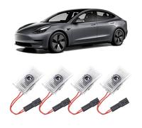 Projecteur De Logo LED Pour Porte De Voiture: 4 Pièces Set Installation Facile, Projection HD, Pour Tesla Model 3/Y/S/X (Blanc)