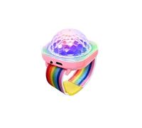 Projecteur de lumière nuit, boule disco, mini lampe LED portable, stroboscope, bracelet montre, chargement USB, commande vocale avec ventouse for fête d'enfant, voiture, danse, DJ, club (bleu)(Pink)