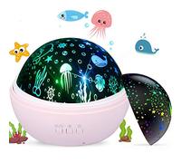 Projecteur de lumière pour bébé, projecteur sensoriel étoile, lune et vague océanique, lumières sensorielles rotatives rechargeables pour filles et garçons (Rose)