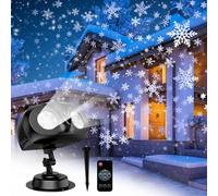 Projecteur de Noel Exterieur Intérieur, LED Projecteur Flocon de Neige avec Télécommande, Étanche IP45, Effet de Chute de Neige Pour Décorations Maison Jardin Noël Mariage Party