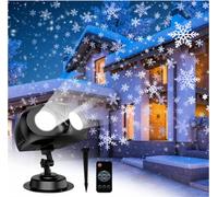 Projecteur De Noel Exterieur Intérieur, Led Projecteur Flocon De Neige Avec Télécommande, Étanche Ip65, Effet De Chute De Neige Pour Décorations Maison Jardin Noël Mariage Party [Classe Énergétique A]