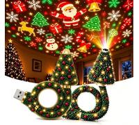 Projecteur de Noël Intérieur,Plug and Play Lumière de projecteur HD，2PC | Projecteur de plafond d'arbre de Noël,Projecteur holographique 5D,avec 6 scènes festives,Alimenté par USB,cadeaux de Noël