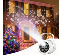 Projecteur de Noël LED suspendu, motif flocon de neige, résistant aux intempéries et à rotation automatique, for une ambiance féérique.(C)