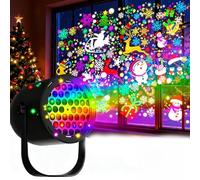 Projecteur de Noël LED suspendu, motif flocon de neige, résistant aux intempéries et à rotation automatique, for une ambiance féérique.(B)