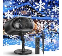Projecteur de Noël ¿ Plus grand projecteur LED en forme de flocon de neige pour extérieur, tempête de neige rotative mobile avec télécommande minuterie, intérieur/extérieur étanche pour décoration
