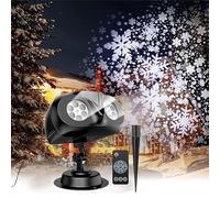 Projecteur de Noel, Projecteur Noel Exterieur avec Télécommande, Projecteur Flocon de Neige étanche IP65 avec Effet de Chute de Neige Pour Décorations Intérieur Extérieur Jardin Noël Mariage Party