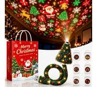 Projecteur de Noël USB, Projecteur HD en Forme de Sapin de Noël Plug and Play, Lampe de Projection pour Mur et Plafond avec 6 Scènes Festives, pour Chambre, Salon et Décoration des Fêtes (1 Set)
