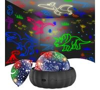 Projecteur de nuit 2-en-1 Dinosaure Galaxie, Lampe de projection Lune & Étoiles avec rotation à 360°, Lumière LED à changement de couleur pour chambre, Cadeau de décoration de pièce Taille UniqueABS