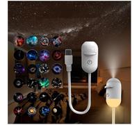 Projecteur de nuit 2 en 1 Galaxy, projecteur USB à ciel étoilé avec 3/12/24 films de projection, mini lampe murale LED de nuit, projecteurs LED portables pour chambre, plafond, voiture, décoration de