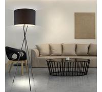 Projecteur de plafond trépied de lecture spot lampe sur pied abat-jour en tissu noir dans un ensemble comprenant des ampoules LED