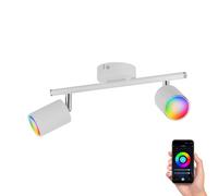 Projecteur de plafond WAIKA à deux flammes blanc mat incl. Smart Home RGBW GU10 [EEK: F]