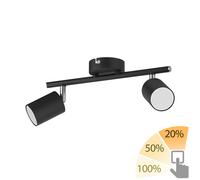 Projecteur de plafond WAIKA à deux flammes noir mat + ampoules LED GU10 à 3 [EEK: F]