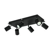 Projecteur de plafond WAIKA à six flammes noir mat avec ampoules LED GU10 227lm [EEK: E]