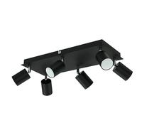 Projecteur de plafond WAIKA à six flammes noir mat avec ampoules LED GU10 340lm [EEK: F]