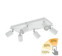 Projecteur de plafond WAIKA six flammes blanc mat + GU10 LED PAR16 blanc chaud [EEK: G]