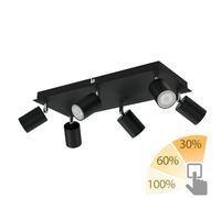 Projecteur de plafond WAIKA six flammes noir mat + GU10 LED PAR16 blanc chaud [EEK: G]