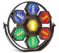 Projecteur de Scène Hexagonal, Projecteur PAR Wash LED Rétro RGBW 350W avec DMX512 & Activation Sonore - Éclairage Disco Matrice Pixel à 7 Yeux pour Mariage, Scène & Pub