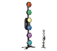 Projecteur de scène LED rétro linéaire à 6 spots, stroboscope DJ 260 W avec base, écran numérique LED, panneau réfléchissant intégré, 4 modes de contrôle, éclairage wash