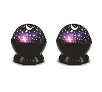 Projecteur de veilleuse, projecteur d'étoiles rotatif, lampe table lumineuse à LED, lumière rotative couleur for fêtes d'enfants et jouets for enfants (bleu)(2 Pack of Black)