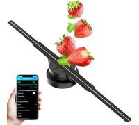 Projecteur de ventilateur à LED hologramme 3D, 45 cm avec 244 perles de lumière LED, Bluetooth et télécommande pour bar, casino, magasin d'affaires et fêtes