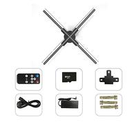 Projecteur de ventilateur d’hologramme 3D 40-115 cm HD 3D Publicité Projecteur Ventilateur Wifi Led Signe Affichage Holographique Lampe Multifonction 3D Projecteur Lumière Images Vidéo Affichage publi