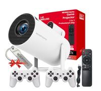 Projecteur de vision d'arcade avec jeux intégrés et plus de 36 000 jeux rétro, projecteur vidéo de jeu 2 en 1 4K avec 2 manettes sans fil, cadeaux pour hommes/adolescents/enfants