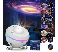 Projecteur d'étoiles de Planétarium, Projecteur Ciel Etoile, Veilleuse Adulte avec 13 Disques de Film, 360° Veilleuse Projecteur Ciel étoile, pour Enfants Chambre Anniversaire Noël Cadeau (Blanc)