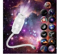 Projecteur d'étoiles Veilleuse Enfant 2-en-1 USB Projecteur ciel étoilé avec Commande Tactile 13 Films de Projection
