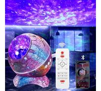 Projecteur d'étoiles, veilleuse galaxie rotative avec télécommande et haut-parleur Bluetooth, œuf de dinosaure, cadeau de Noël (rouge)