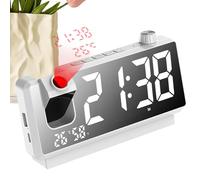 Projecteur d'horloge numérique - Alarme de Chevet Intelligente, Affichage de Temps électronique | LED Rotatif à 180 degrés avec capteur de température, Alarme de Projection multifonctionnelle pour la