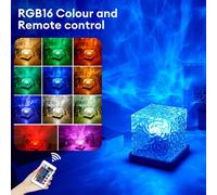 Projecteur d'ondulations d'eau 16 couleurs, lumière nocturne LED rotative dynamique avec télécommande de variation d'intensité, lampe décorative romantique pour chambre familiale, ambiance océan.