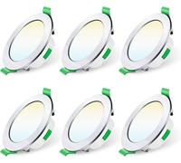 Projecteur encastré ALUSSO LED 230 V Réglable 68 mm 7 W Ultra Plat IP44 LED Projecteurs Blanc Chaud Blanc Neutre Blanc Froid Projecteur de Plafond pour Salle de Bain Cuisine Salon Ensemble de 6 Chromé