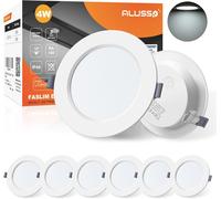 Projecteur encastré Alusso LED, projecteurs de plafond 230 V, ultra plat, 4 W, projecteur de plafond fin, 6500 K, projecteurs blanc froid, ensemble LED pour salle de bain, pièce à vivre, ensemble de 6